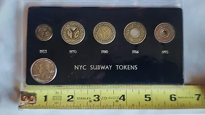 NYC TA MTA Subway Set Of 5 Original Brass Tokens In A Clear Pouch Free Shipping • $80