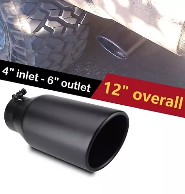 4  Inlet 6  Outlet 12inch Long Truck Diesel Bolt On Exhaust Tip Stainless Steel • $29.99