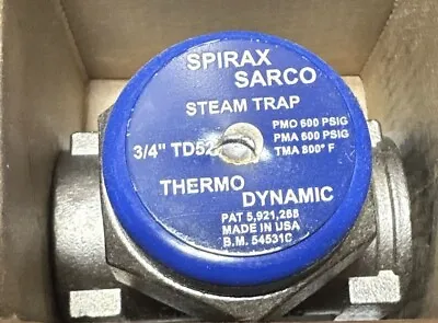 NEW IN THE BOX Spirax Sarco Thermodynamic Trap TD52 54531C 3/4  NPT • $187