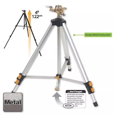 Pulsating Sprinkler Deluxe Metal Head With Tripod For Big Lawns Or Garden • $36.99