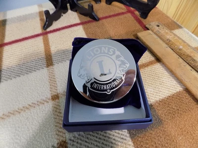 $40 • Buy Chrome Paperweight With Magnifying Glass, Lions Clubs International NIB