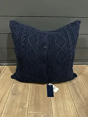 NWT Ralph Lauren  Judson Cable Knit Throw Pillow Polo Navy Blue 20x20 • £113.99