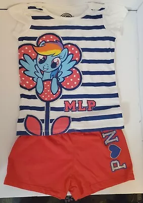 Girls T Shirt & Shorts My Little Pony Red White Blue Stripes Sz 3T Athletic  • $13.47