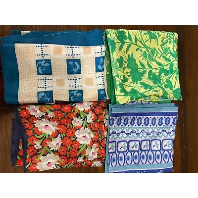 Vintage Scarfs Prints Acetate Lot Of 4 Scarfs 2 Square 2 Long Rectangle • $19.78