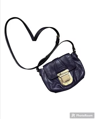 Michael Kors Charlton Purple Pebble Leather Crossbody Bag $128 Mini Push Lock • $45