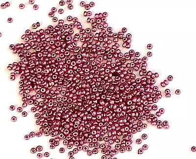 Rare Handmade Antique Micro Seed Beads-18/0 Metallic Finish Rose Raspberry Pink • $6.25