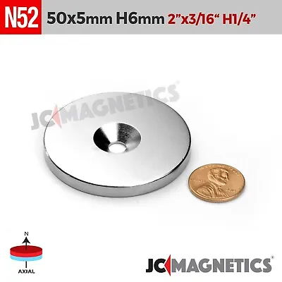 1pc 50mm X 5mm Hole 6mm N52 Countersunk Rare Earth Large Neodymium Magnet Ring • $18.50