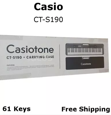 Casio CT-S190 61 Keys Portable Piano Keyboard With Carry Case Black Portable • $99.45