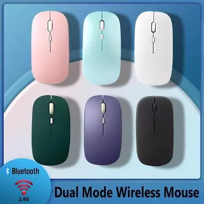 Ultra Thin Wireless Mouse 2.4G Dual Mode Bluetooth Mice For Laptop Tablet • £4.82