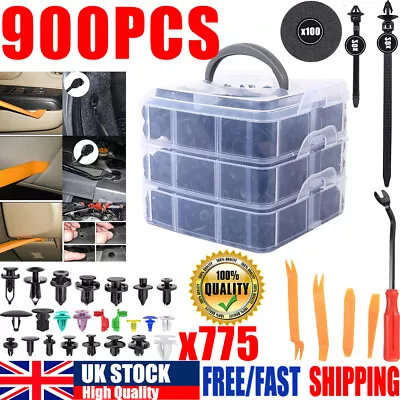 900Pcs Car Body Trim Clips Plastic Push Pin Rivet Screw Panel Fasteners Interior • £13.99