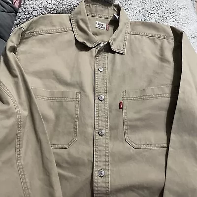 Vintage Levis Shirt Men Medium Tan Denim Button Up Rodeo Western Cowboy Y2K • $20