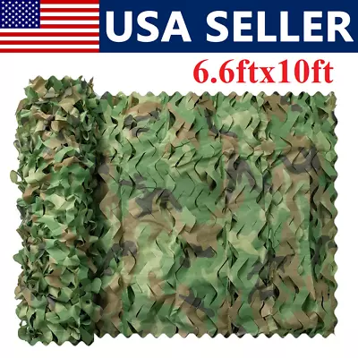 6.6' X 10' Military Woodland Camouflage Netting Cutable Camo Net Camping Hunting • $14.24