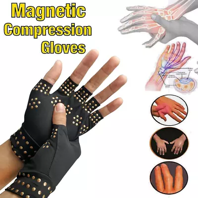 Copper Arthritis Compression Gloves Hand Support Joint Pain Relief Fingerless US • $6.99