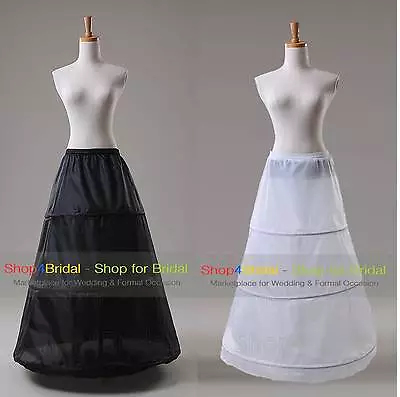 White/Black 3 Hoop A Line Wedding Dress Bridal Crinoline Petticoat Skirt Slip • $19.99