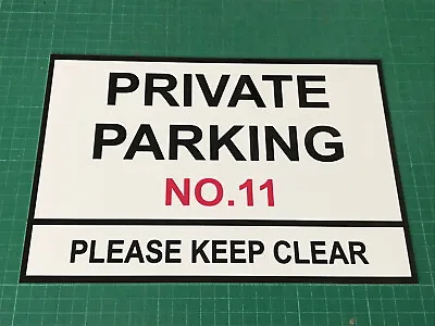 Personalised PRIVATE PARKING Printed Sign Name Number Custom Keep Clear Space • £6.49