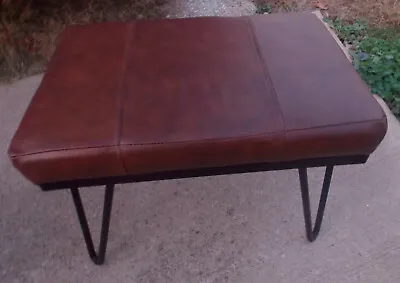 Mid Century Brown Leather Bench (VB-63) • $224.10