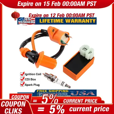 Racing Ignition Coil Cdi+Ignition Coil+Spark Plug For Gy6 50Cc 125Cc 150Cc A YWJ • $10.98