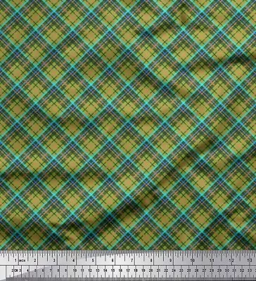 Soimoi Cotton Poplin Fabric Diagonal Check Print Fabric By The Metre-4Pe • $11.57