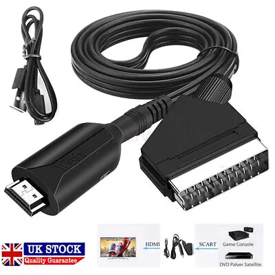 1/2PCS Portable HDMI To Scart Converter With Cable Video Audio Adapter For HD TV • £7.68