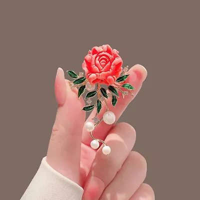 Chinese Style Peony Crystal Brooches Pins Luxury Vintage Pearl Flower PYE • $5.43