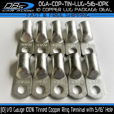 10 Marine 1/0 Gauge 5/16  Hole Tinned OFC Copper Ring Terminal M8 Battery Lug • $13.95