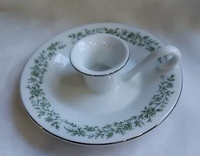  Vintage Mikasa Fine China Candle Holder Japan G9059 Green Floral W/silver Trim  • $13.75