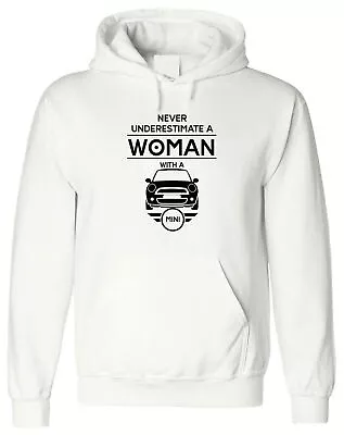 Mini Cooper Hoodie Woman Funny Never Underestimate Her Ladies Car Gift Hood Top • £19.99