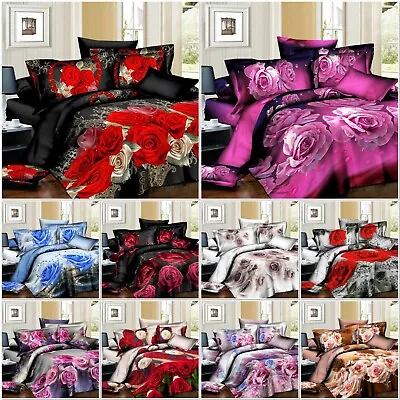 3D Complete Bedding Set Duvet Cover+Fitted Sheet Single Double King Super King • £14.95