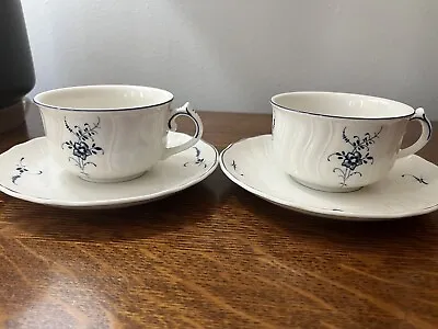 Villeroy And Botch By Vieux Luxembourg Tea Cups And Saucers Set Of 2 • $40.15