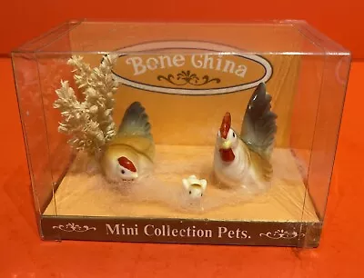 Bone China Rooster And Chickens Figurines Set Of 3 New Mini Collection Pets • $29.99