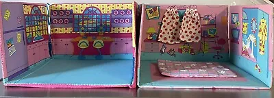VTG Lot 2 Barbie Fold & Go Fabric Rooms Kitchen Bedroom Completed Foldable House • $49.99