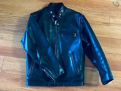 SCHOTT NYC 141 Cafe Racer Naked Cowhide Leather Motorcycle Jacket Size 36 • $400