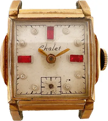 Vintage Chalet Men's Mechanical Wristwatch Swiss 10k RGP Art Deco W Jeweled Dial • $55