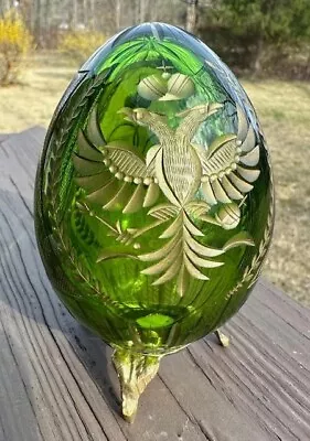Antique Imperial Russian Nicholas I Green Faberge Crystal Glass Egg • $195