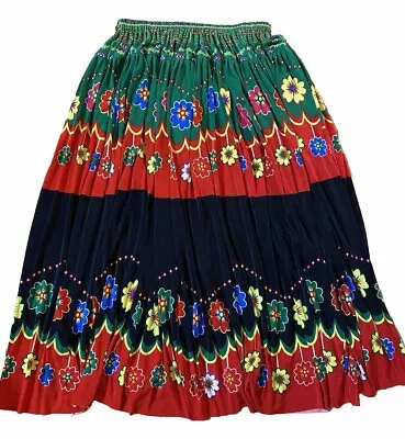 Mexican Flair Maxi Skirt Heavy Material No Tags Summer Elastic Band • $17.88