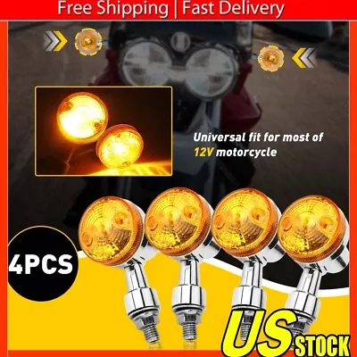 4X Motorcycle Turn Signals Blinker Light Chrome Amber For Suzuki Kawasaki Honda • $15.19