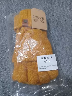 Frye Co NWT Women's Butter Golden Harness Cable Knit Pop Top Mitten Gloves OSFM • $24.99