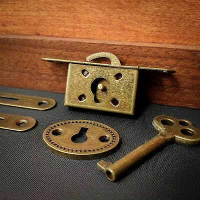 Box Lock With Key Full Mortise Lock Jewelry Box Chest Lock Antique Cabinet Lock • $9.89