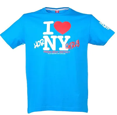 XPLICIT Mens  T-Shirt I LOVE HORNEY GIRLS Slogan Blue Size Large £7.99 • £7.99