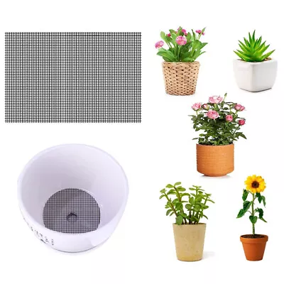 5Pcs Black Pot Hole Mesh Pad Bottom Grid For Plant Containers Prevent Soil Loss • £5.99