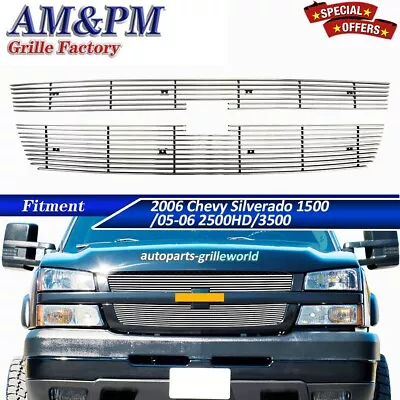 Fits 2006 Chevy Silverado 1500/2005-06 2500HD/3500 Billet Grille Grill Chrome • $62.99