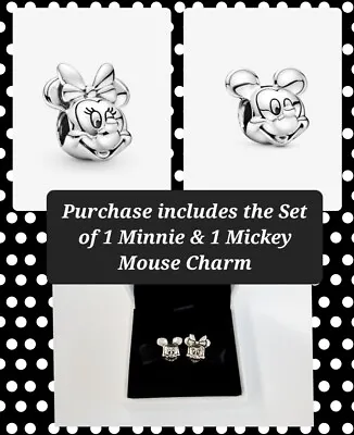 Disney Minnie And Mickey Mouse Set 925 Sterling Silver Bracelet Charms • $15