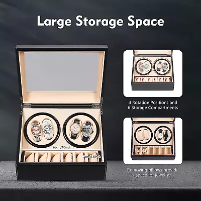 4+6 Watch Winder Luxury Automatic Dual Motor Watch Box Display Box Leather Gift • $78.99