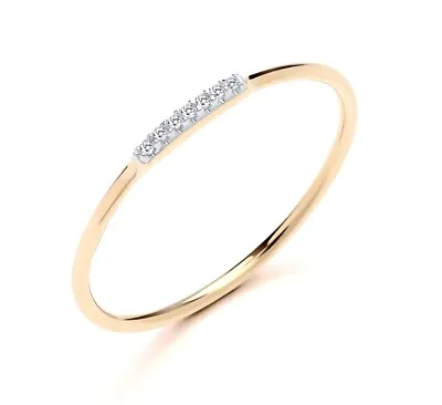 9ct Yellow Gold Natural Diamond 7 Stone Eternity Dainty Band Ring Size J To S • £54.95