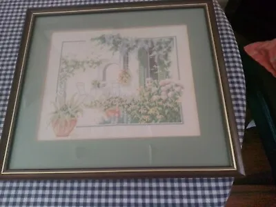 £15 • Buy Finished Completed Framed Handmade Cross Stitch Garden Scene