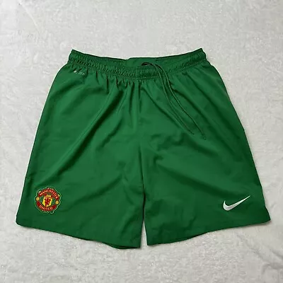 Rare Men's 2014 Nike Dri-Fit Manchester United FC Green Goalkeeper Shorts XL • $29.99