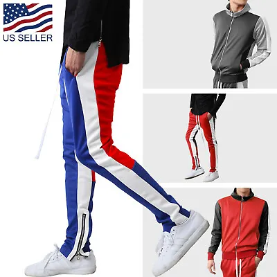 Mens Active TRACK Jogger Pants W/ Tapered Ankles Extra Stretch Comfort Zipper • $24.99