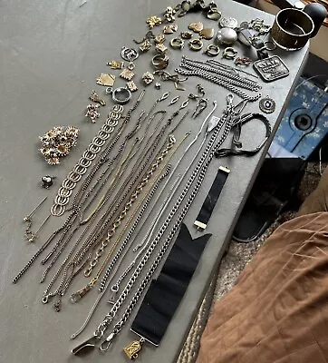 Vintage Junk Jewelry Lot Some Gold-Filled Broken Repair Watch Chains Findings • $56