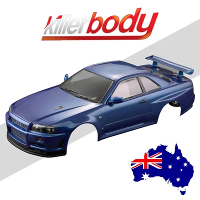 £63.37 • Buy 48716 Killerbody 1/10 Nissan Skyline BNR34 Blue Body Shell Decals OZRC ML