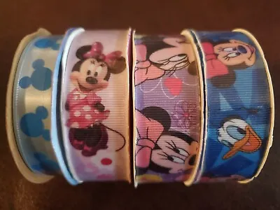 Disney Mickey Minnie Mouse Ribbon Lot 4 New Spools 1 Ea- 5/8  3 Ea-1  • $10